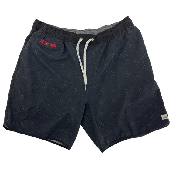 Vuori Other - Vuori Black Men's Swim Trunks Black White Dot Print Elastic Waist Sz XLG Pockets